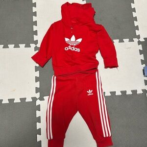 12 month old toddler boy red adidas track suit